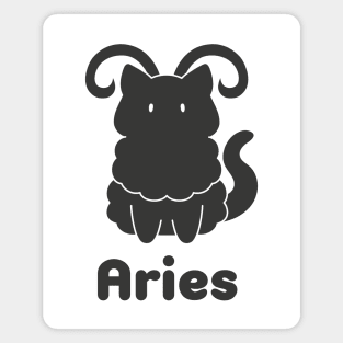 Aries Cat Zodiac Sign with Text (Black and White) Magnet